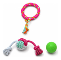 Kit Juguetes Para Perro Mordillo Cuerda Pelota 3 En 1