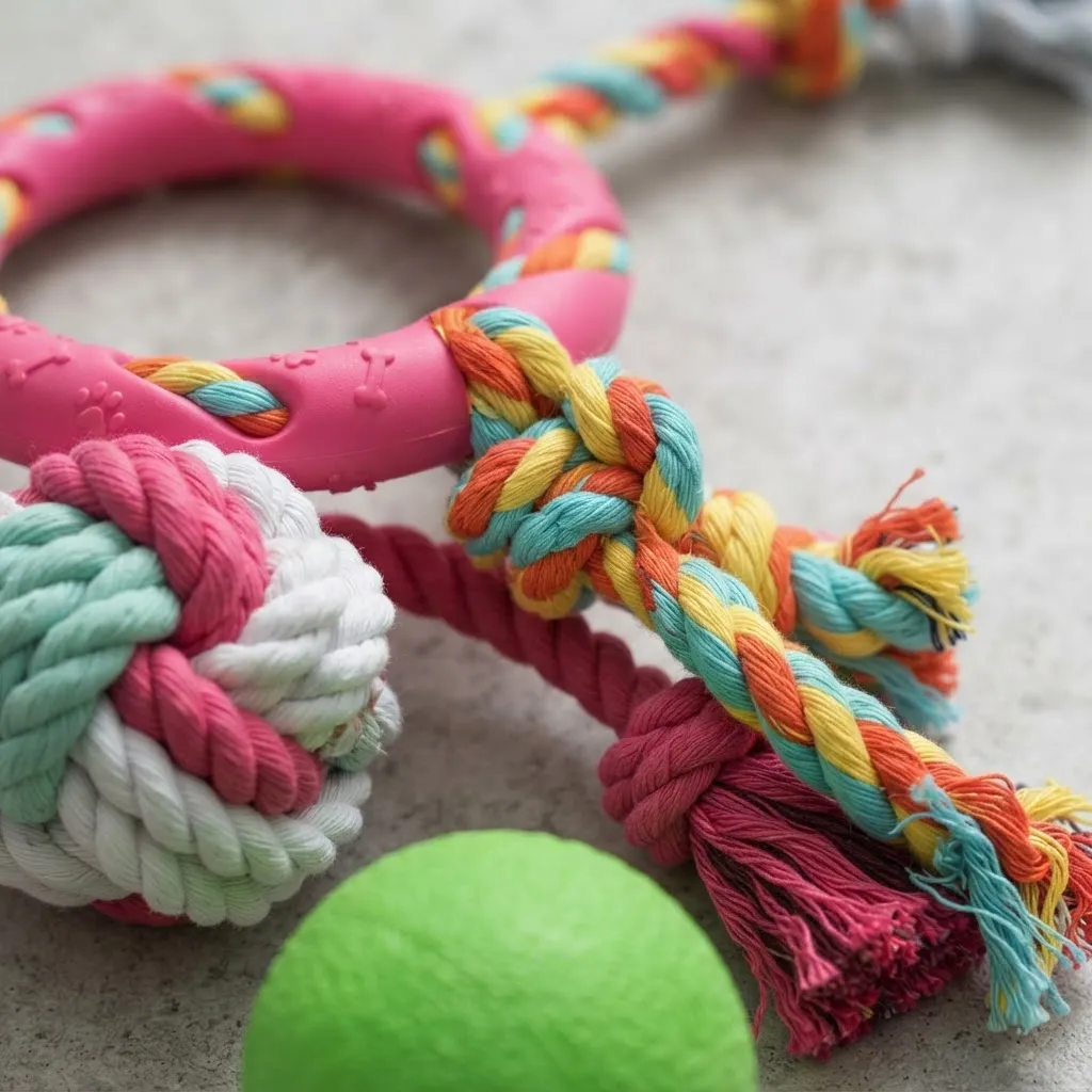 Kit Juguetes Para Perro Mordillo Cuerda Pelota 3 En 1