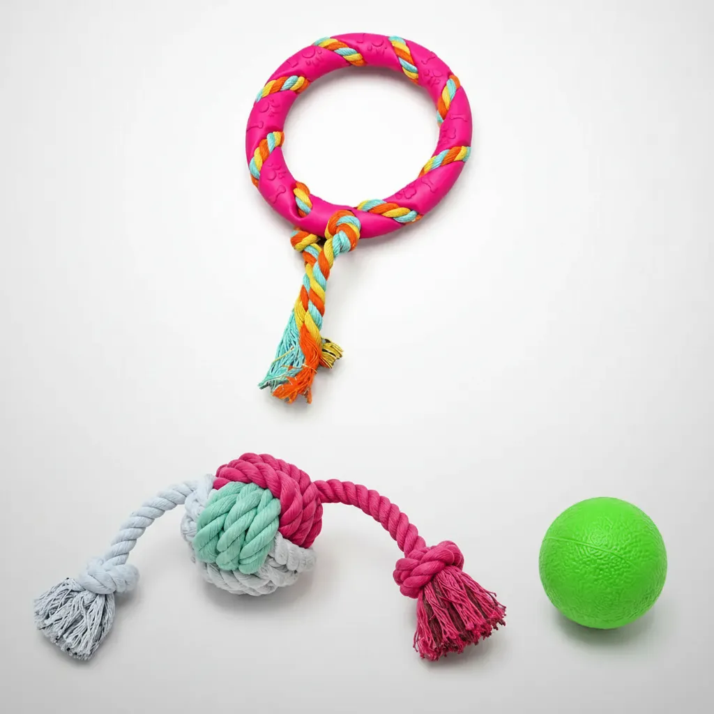 Kit Juguetes Para Perro Mordillo Cuerda Pelota 3 En 1