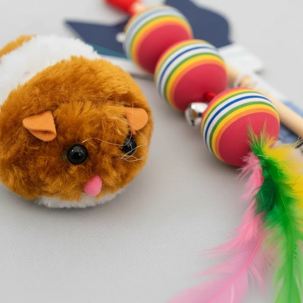 Kit Juguetes Para Gato Vara Y Ratón A Cuerda